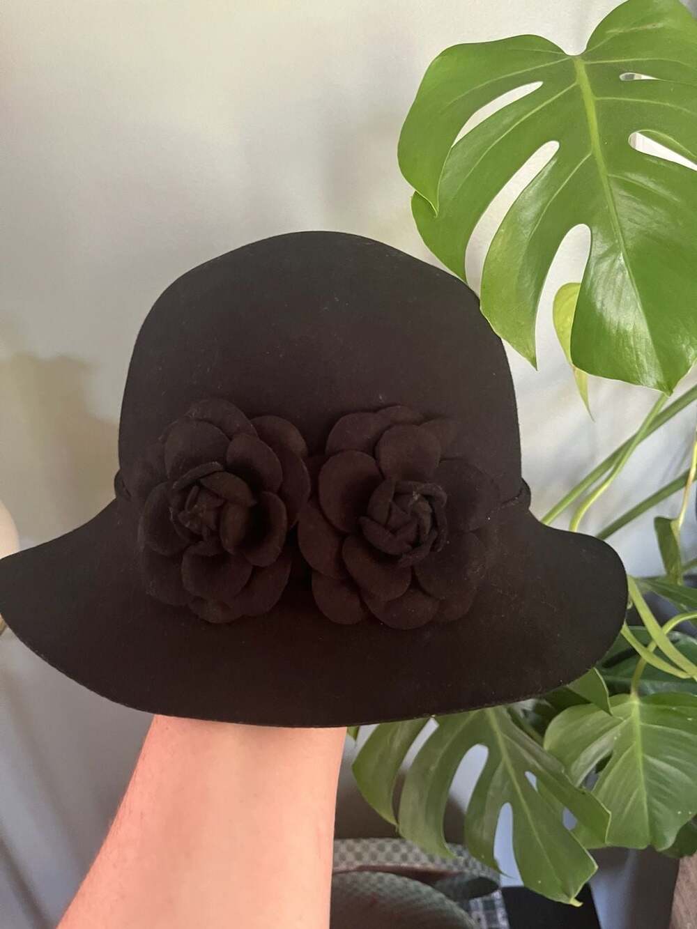 Old County Road 100% Wool Cloche Hat with Floral Embellishments